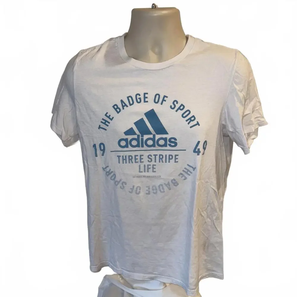Adidas Three Stripe Life T-Shirt MENS‎  Medium Badge of Sport  Short Sleeve